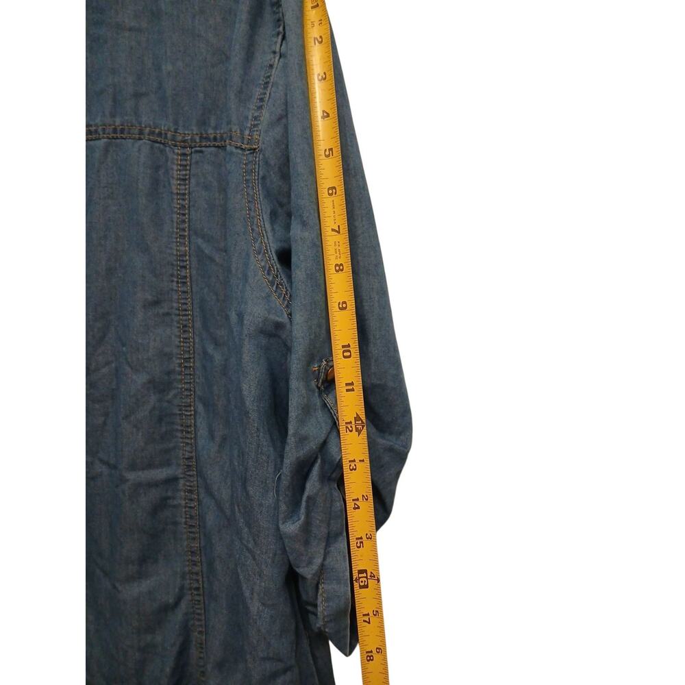 New Look Womens Shirt Dress Midi Sz XL Blue Denim Button Up Studio Art Lagenlook - Picture 9 of 15